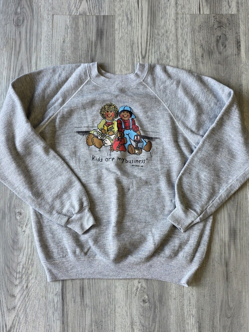 Vintage 1990 Hanes Kids Are My Business Sweatshirt USA Made Gray Size L Fits S M